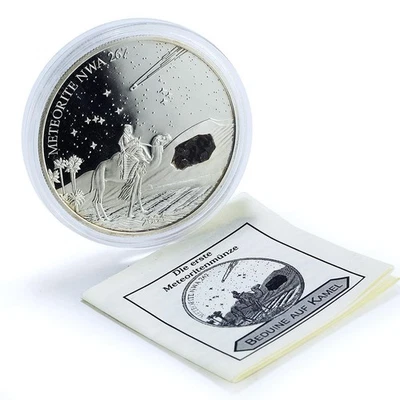 Liberia 10 dollars Meteorite NWA 267 KM-1605 Space Camel proof silver coin 2004 - Image 1 of 3