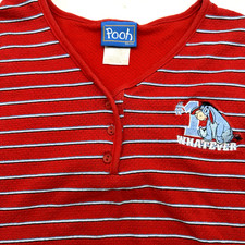 Winnie the Pooh Eeyore Shirt Kids XL Embroidered 1 Whatever Red Striped