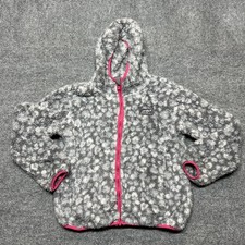 Eddie Bauer Jacket Kids Medium 10/12 Gray Fleece Hooded Full Zip Thumbholes