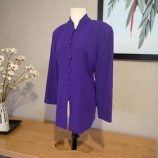 Gillian Vintage Purple Mandarin Collar Blazer Button Front Women  s Size 8