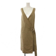 Celine Phoebe Era Sleeveless Dress Knee Length Cotton Linen Brown 34