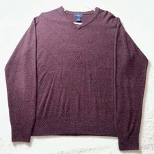 Dockers Men's V Neck Sweater Burgundy Long Sleeve Lightweight Acrylic Size M