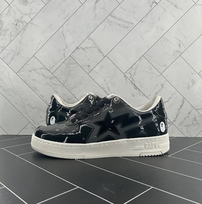 A Bathing Ape BAPE Black and Grey Bapesta Lows Size 10