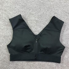 Tommie Copper Sports Bra Womens Large Black Zip Front Mesh Compression Support