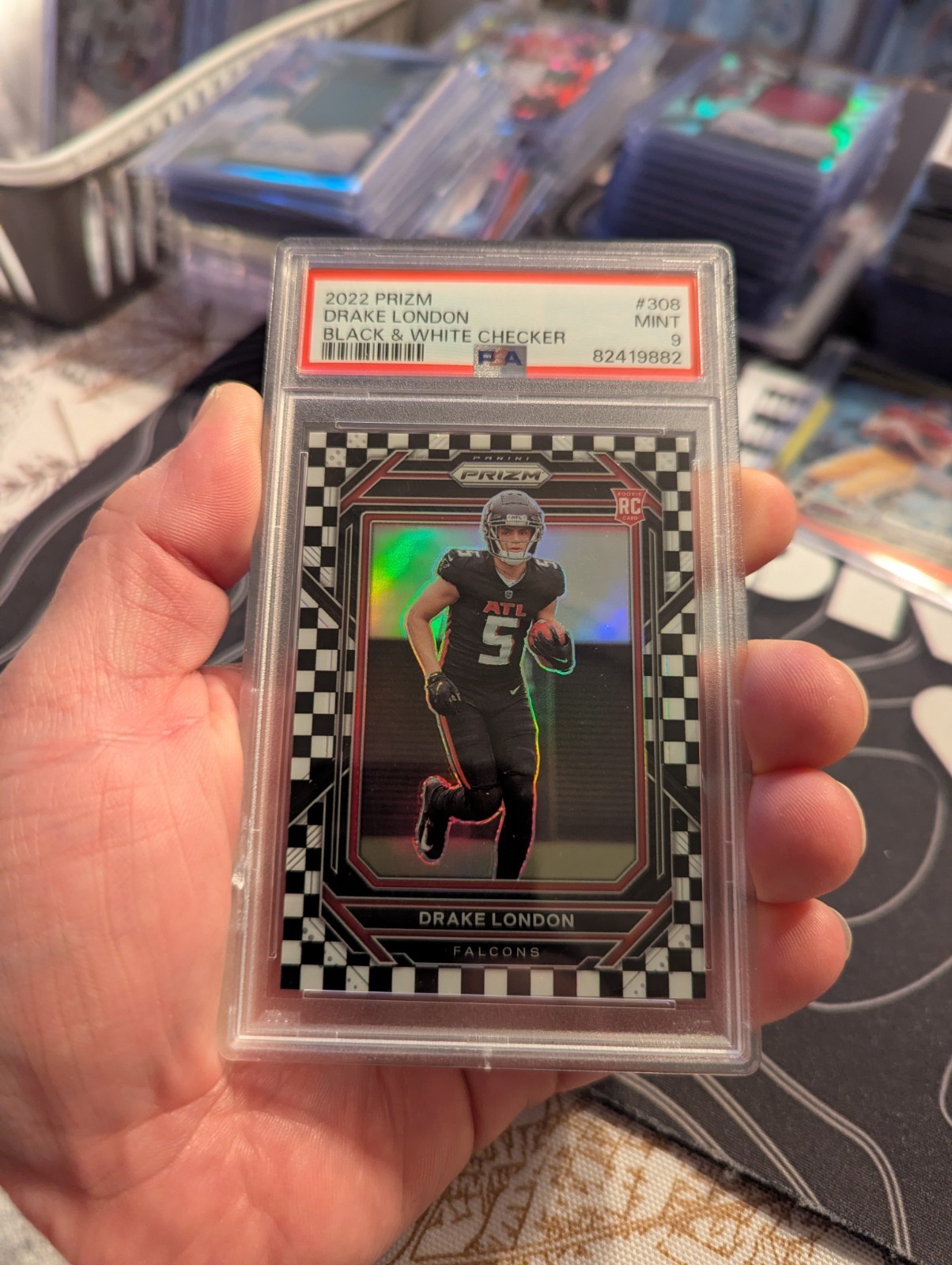 2022 Prizm Football Drake London Rookie Black & White Checkerboard Prizm #308