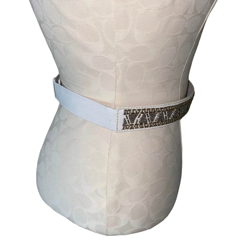 White House Black Market 串珠镶嵌水钻按扣弹力腰带 尺寸 S — 第 3/4 张图片