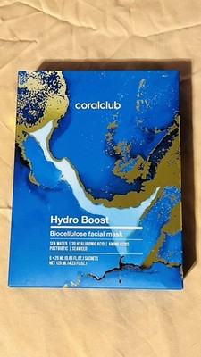 coralclub Hydro Boost Biocellulose Facial Mask 5 Sheets sealed box exp. 06/26
