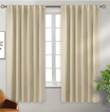 Therminal Insulated Room Curtains For Living Room. 2 Window Curtains 52x63 Beige