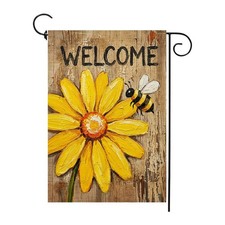 Welcome Spring Summer Garden Flag Bee Sunflower 12x18 Inch Double Sided Outsi...