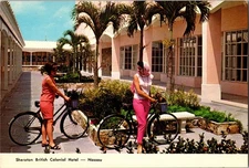 Sheraton British Colonial Hotel Nassau Guests on Bicycles Continental Postcard