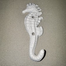 Towel Hat Bath Nautical Rustic SEAHORSE WALL HOOK Beach Ocean Shore Cast Iron