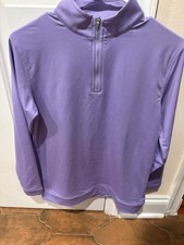 Peter Millar Perth Youth LS Performance Quarter-Zip Ultra Violet Sz L New 75