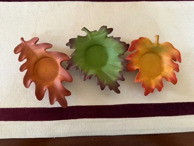 PartyLite Whispering Leaves Tealight Trio  Autumn Colors Candle Holders #P8535U