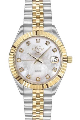 GV2 Women's Naples 12404 Swiss Quartz Diamond Gold IP Stainless Steel Watch