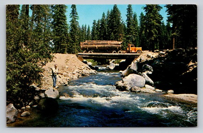#ad #ad c1950 Man Fishing Truck Hauling Logs Lumber Norther California P48 $7.54
