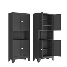 69''H Metal Kitchen Pantry Cabinet with Doors and Adjustable Shelves