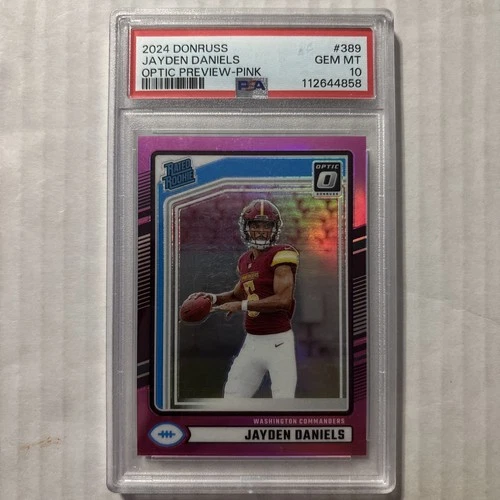 2024 Panini Donruss Optic Preview Jayden Daniels Pink Prizm PSA 10 - Commanders