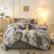 Shaggy Plush Duvet Cover Set Super Soft Fluffy Faux Fur Comforter Cover Set L...