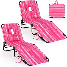 Tanning Chair, Beach Loun Chair with Face Hole, Washable Pillow