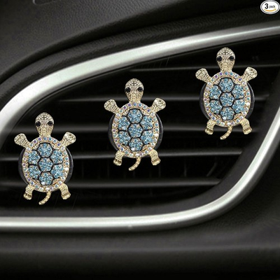 #ad #ad 3PCS Bling Turtle Car Air Fresheners Vent Clip Cute Rhinestone Dashboard Blue $10.99