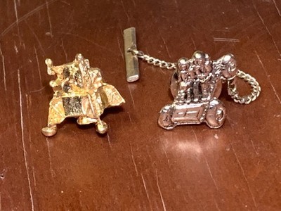 Vintage NASA Apollo Tie Tack/Lapel Pins (2) Lunar Module and Lunar