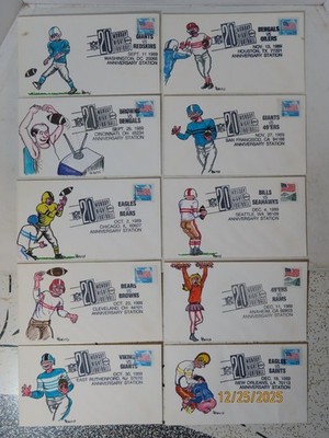 Lot of 10 different 1989 Monday Night Football 20th Anniversary First Day Covers