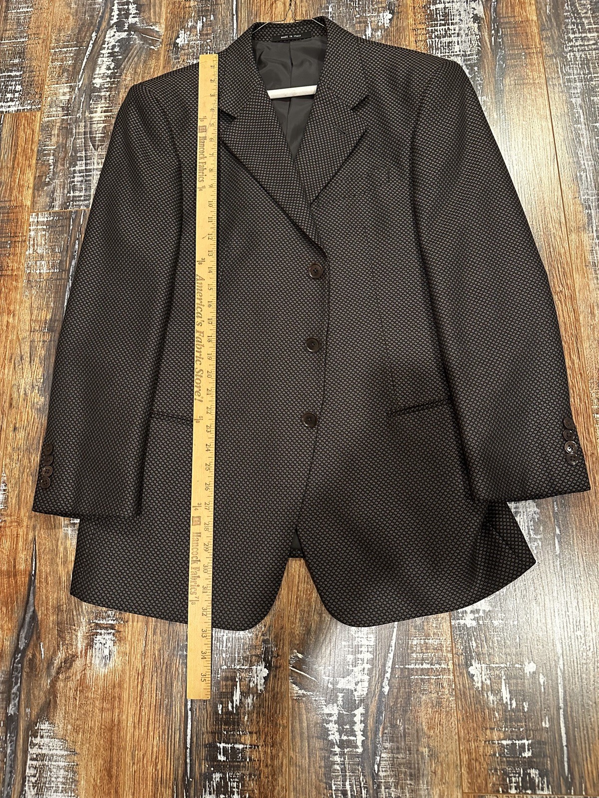 $1,500 Armani Collezioni Dk Brown Raised Texture Silk Wool Blend Blazer 44R Coat