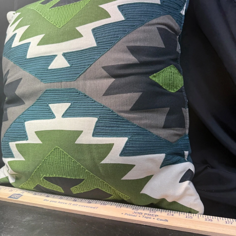 Southwestern Aztec Geometric 17"x 17” Throw Pillow Black Gray Lovely Color Decor - Image 4 of 4