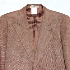 Joseph Abboud American Soft Silk Linen Blazer Sport Coat Men 40 Brown peak lapel