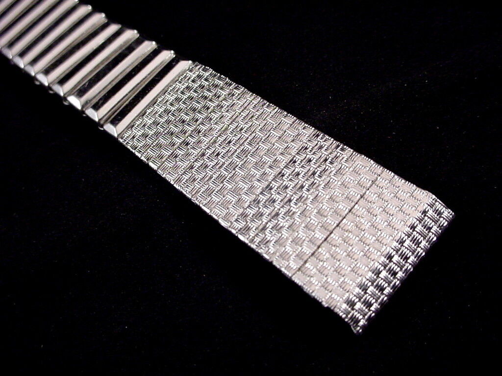 Vintage NOS White Gold Filled Kestenmade Checkered watch band 17.5mm 11/16 inch