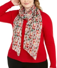 Cejon Women's Scarf Christmas Winter Theme Santas Silver NEW #102