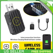 2-in-1 Wired to Wireless CarPlay Adapter /Android Auto Adapter Plug &Play Dongle