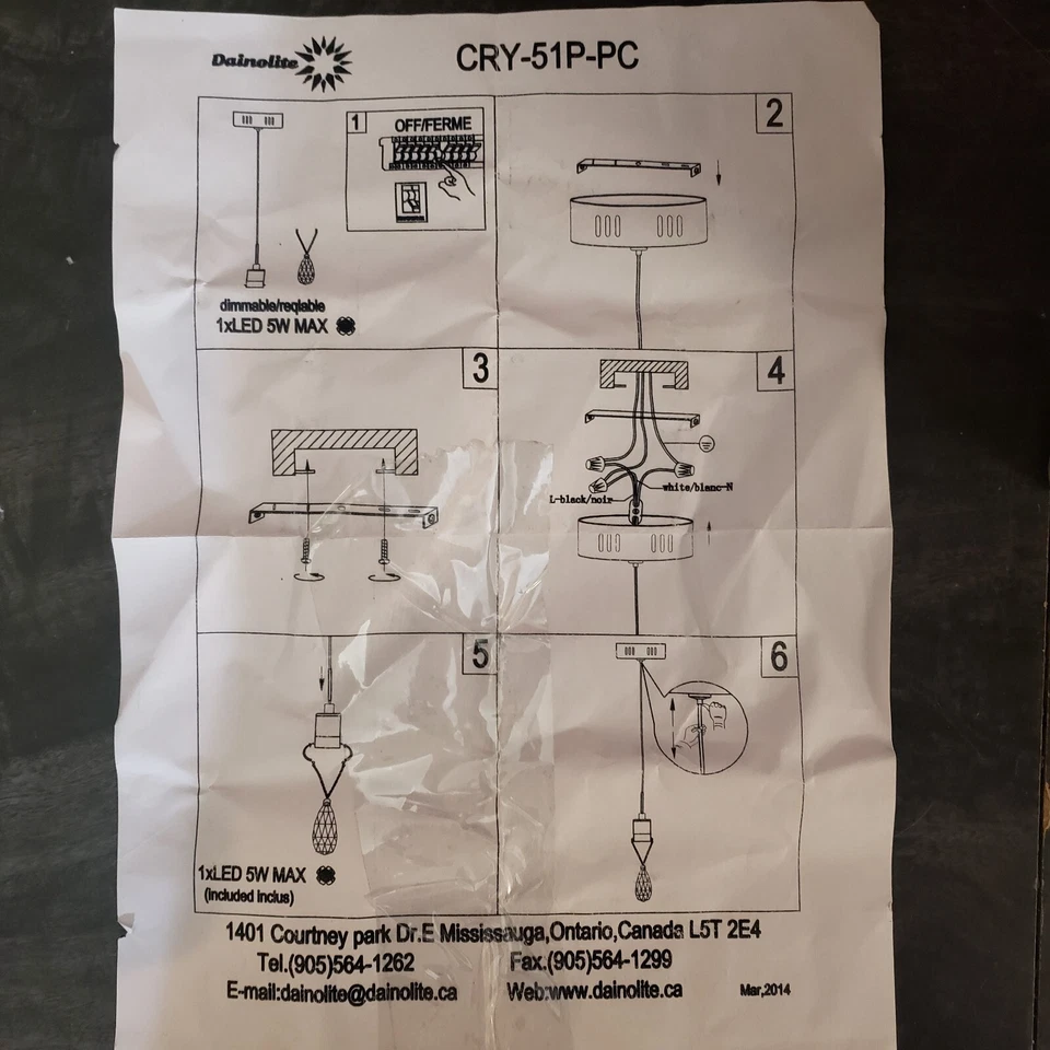 Lote de 6 luces colgantes de cristal de iluminación Dainolite cromadas cristalinas CRY-51P-PC Foto 4 de 4