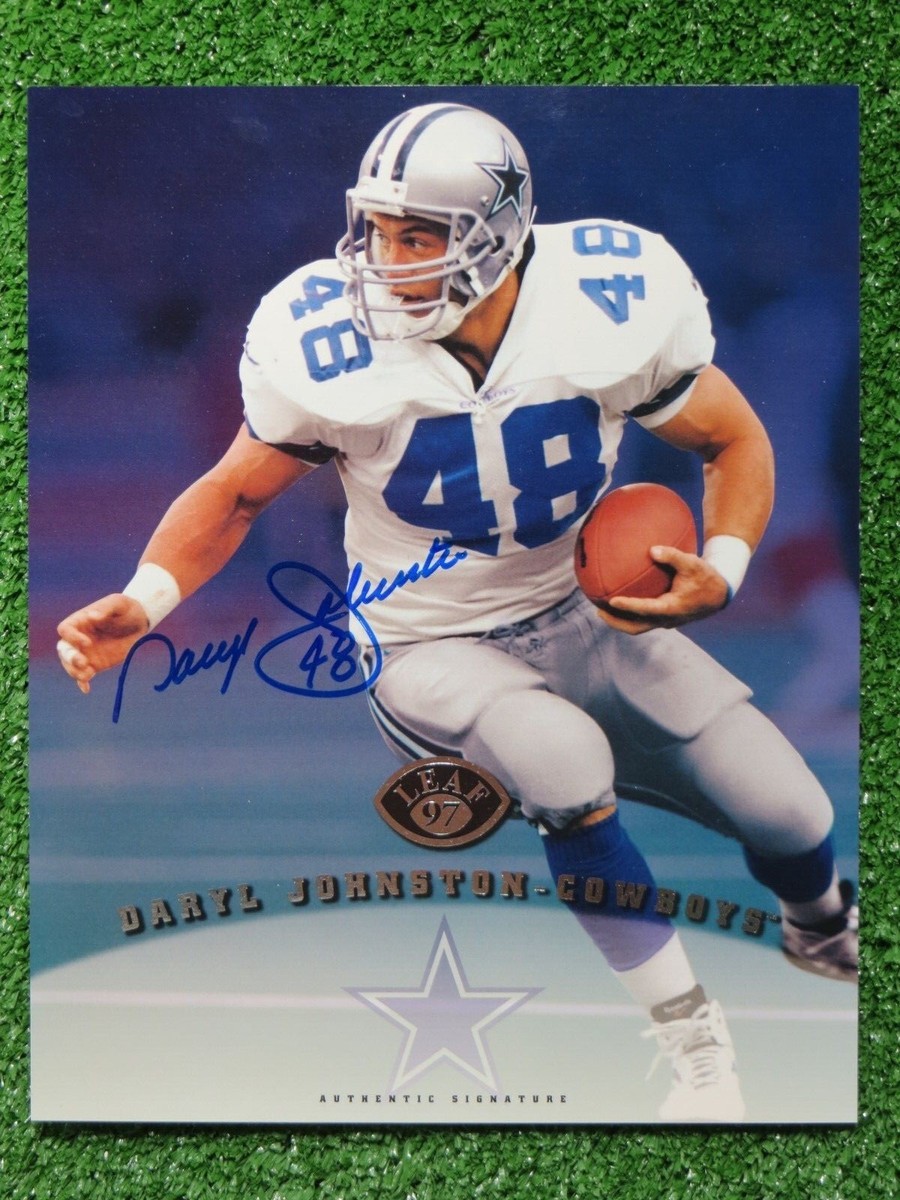 DARYL JOHNSTON DALLAS COWBOYS SIGNED 97 Leaf 8x10 PHOTO CARD | eBay