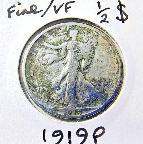 1919 USA Half Dollar  (P) "Liberty" Fine/VeryFine 90% Silver UltraRare - Picture 1 of 2