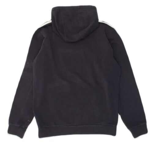 Adidas Men’s Black Pullover Hoodie Sweatshirt White Three Stripe Sz M - Picture 3 of 8
