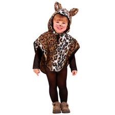 COSTUME CARNEVALE LEOPARDO PONCHO CON CAPPUCCIO TRAVESTIMENTO 1/4 ANNI - 5931P