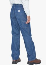 New Carhartt Mens Flame Resistant Signature Denim Dungaree FRB13 DNM 42 x 33