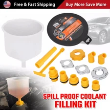 Radiator Coolant Filling Funnel Kit Spill Proof Cooling Fluid Bleeder Adapters