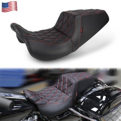 Red Stitching One-Piece Front Rear Seat For Harley Electra Glide Low 2015-2016  