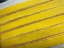 vintage picot velvet rayon 1" ribbon 1yd made in France mango yellow