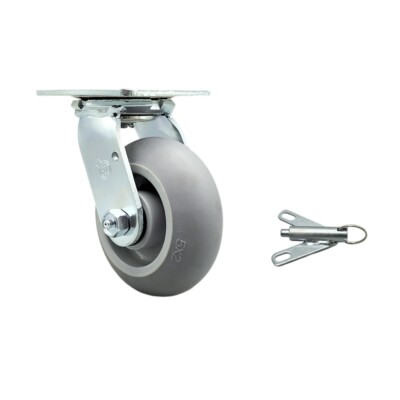 5 Inch SS Thermo Rubber Donut Tread Swivel Caster with Delrin Bearing&Swivel Lck