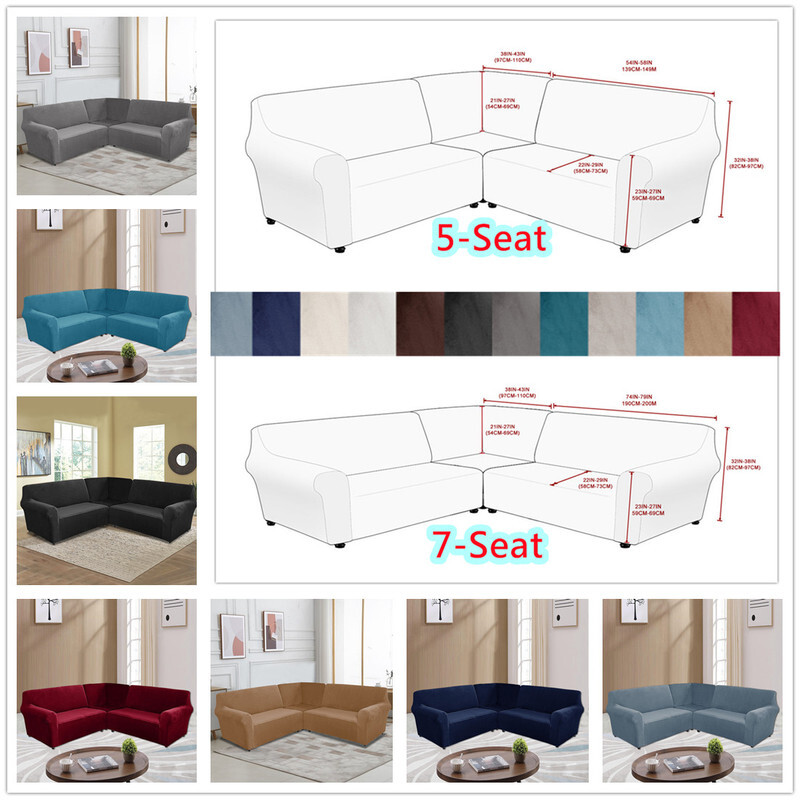 Seater Seater L-Shape Recliner Sofa Cover Velvet Stretch Corner  Protector