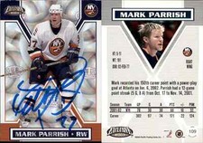 Mark Parrish Signed 2002-03 Pacific Exclusive #109 Card New York Islanders