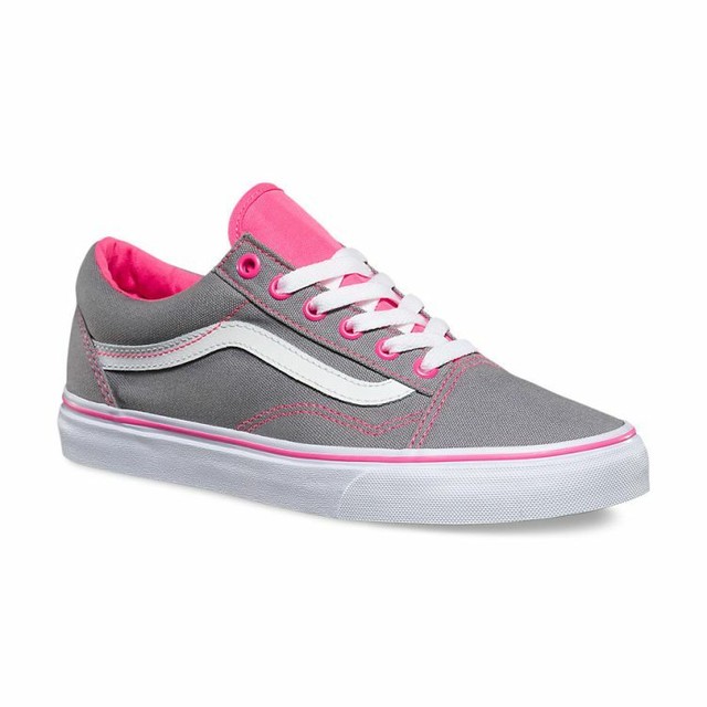 gray and pink vans shoes