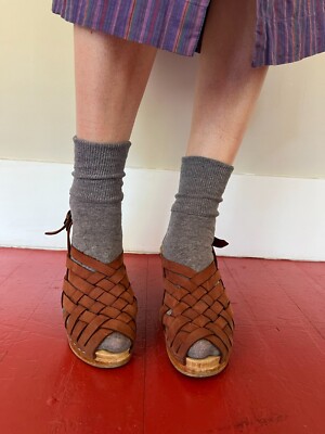 Rare woven leather peep-toe sling back clog Size 39