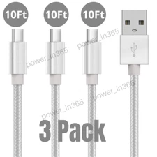10Ft USB C Type C Cable Fast Charging Cable Cord Nylon Braided for Android Phone