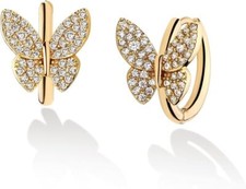 Cubic Zirconia Huggie Earring Gold Plated Butterfly Hoop Earrings for Women