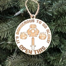 Ornament - Open This - Raw Wood 3x3in