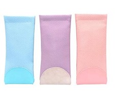 PACK of 3 pcs Squeeze Top Sunglasses Pouch Eyeglass Cases Blue  Purple Pink